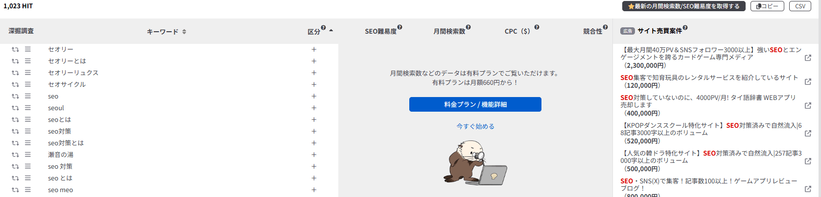 ラッコキーワードの使用例