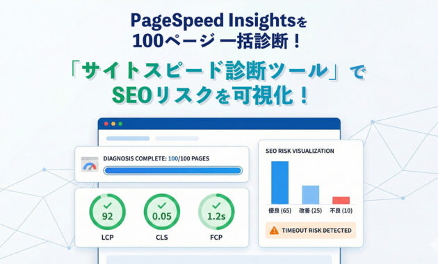 PageSpeed Insightsを100ページ一括自動診断！「サイトスピード診断ツール」でSEOリスクを可視化！
