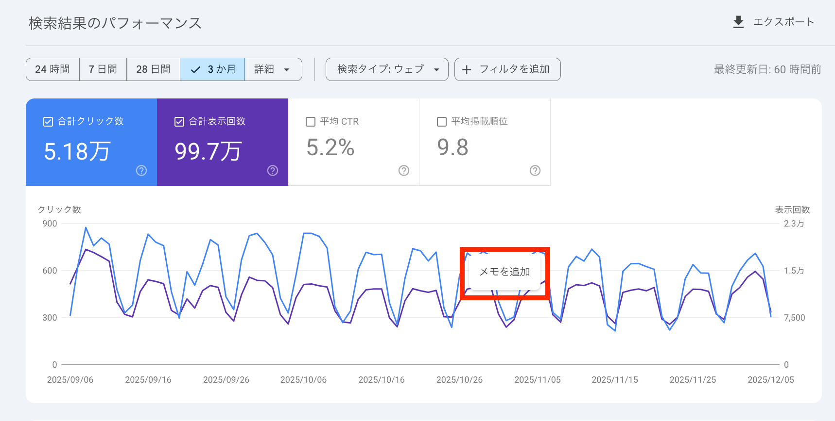 右クリックして「メモを追加」をクリック
